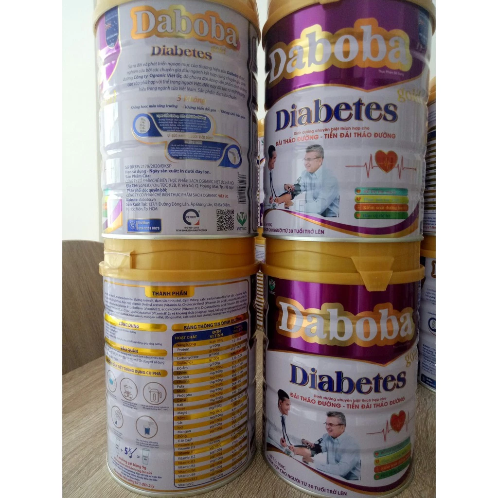 Sữa tiểu đường Daboba Diabetes gold 900g DÀNH CHO NGƯỜI TIỂU ĐƯỜNG VÀ TIỀN ĐÁI THÁO ĐƯỜNG