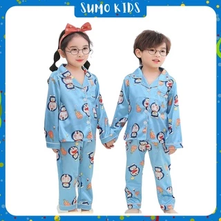 Đồ Ngủ Pijama Lụa In Pikachu Cực Xinh Cho Bé Trai Bé Mặc Đều Xinh, Đồ Bộ Pijama Hình Cho Bé Từ 6-28Kg - SUMO KIDS