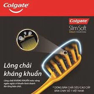 Bộ 2 bàn chải colgate slim soft gold charcoal