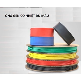 Ống co nhiệt cách điện màu xanh-đỏ-vàng-đen-lá dài 1 mét | Đường kính ống 1mm - 12mm | Gen co nhiệt