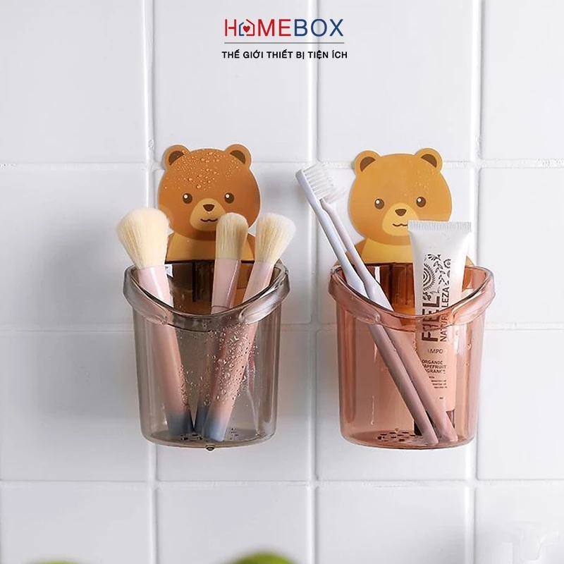Cốc Đựng Bàn Chải Đánh Răng Dán Tường Tiện Lợi Có Lỗ Thoát Nước, Giá Để Bàn Chải Kem Đánh Răng