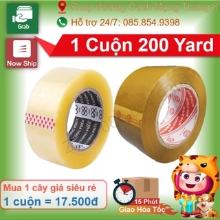 Băng keo gói hàng 200 yard trong và đục, lõi mỏng, độ dính cao