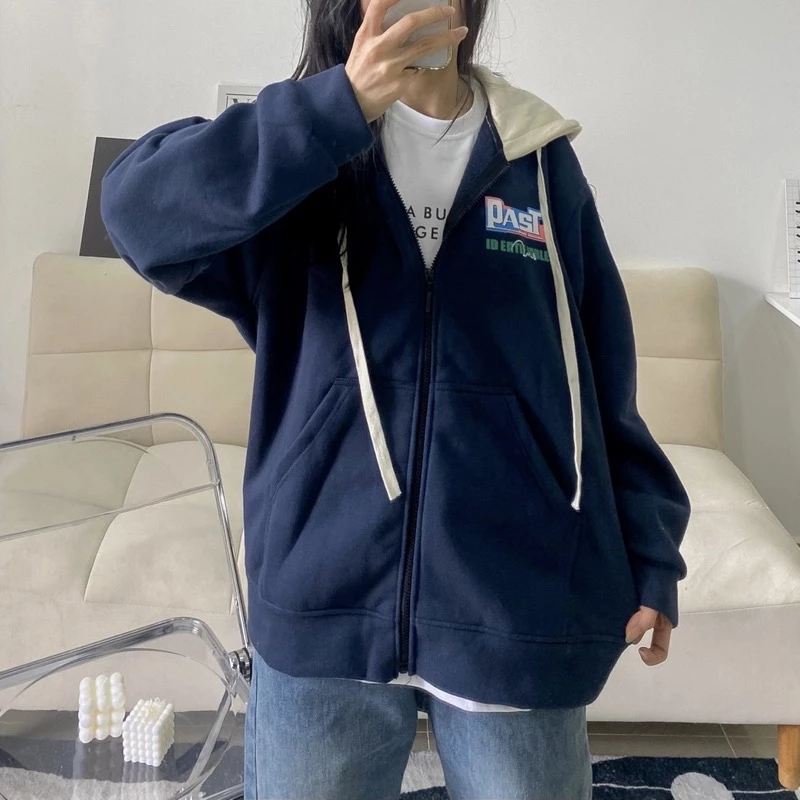 Áo Khoác Hoodie Nỉ Bông Unisex PAST màu ĐEN/NÂU CHOCO/XANH NAVY 🍑 Nam nữ unisex/Áo hoodie zip form rộng Jaystoree 🖤