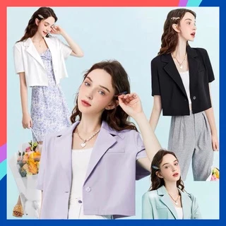 Áo Vest Croptop Nữ Dáng Ngắn Cá Tính Áo khoác Blazer Nữ Chất Tuyết Mưa Cao Cấp AK05 Thiết Kế Tay Lỡ Phong Cách Hàn Quốc