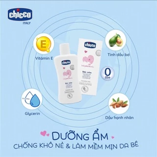 [ HSD:10/2025 ] Sữa dưỡng thể chiết xuất hạnh nhân Chicco chai 200ml