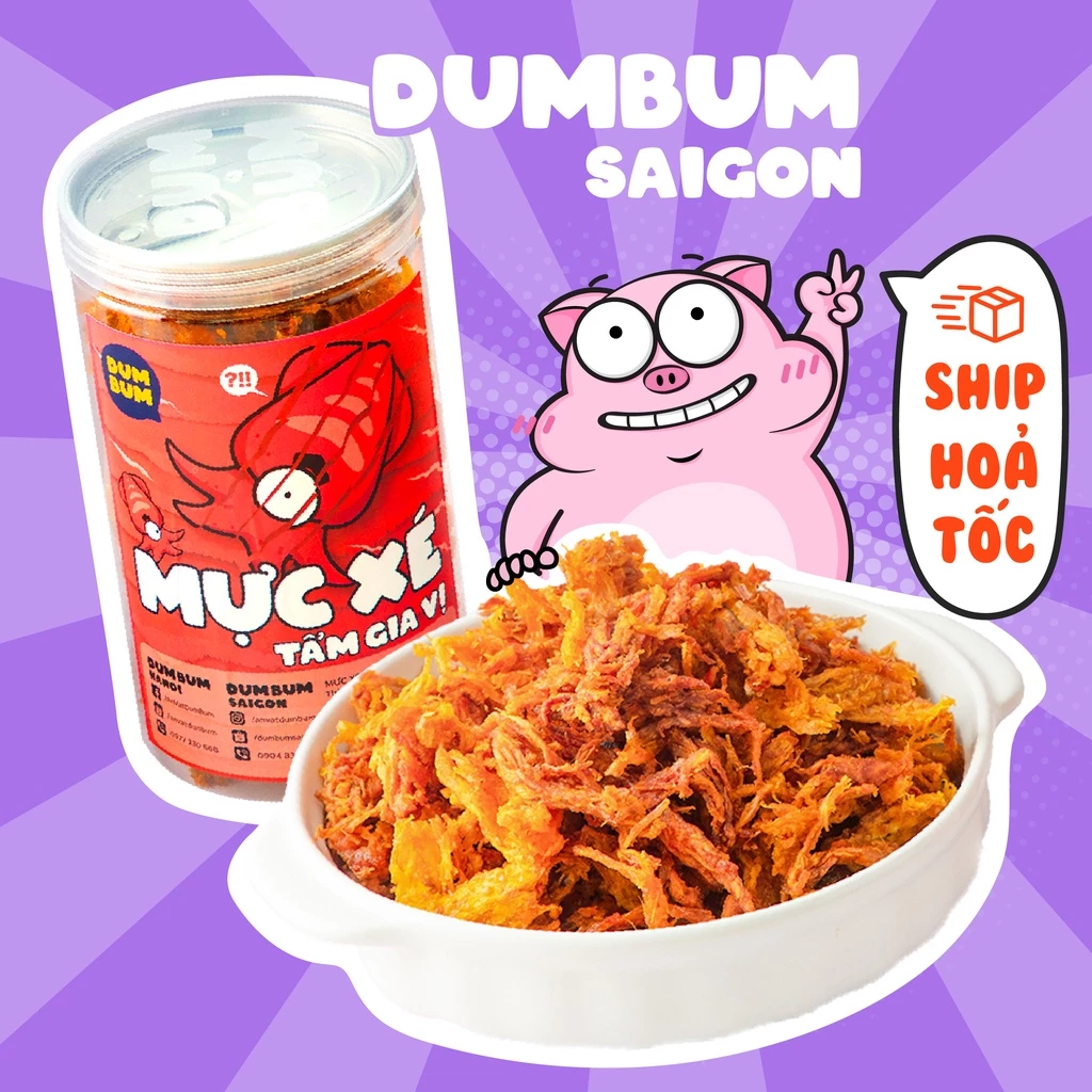 Mực xé tẩm gia vị đồ ăn vặt DumBum Sài Gòn 230g