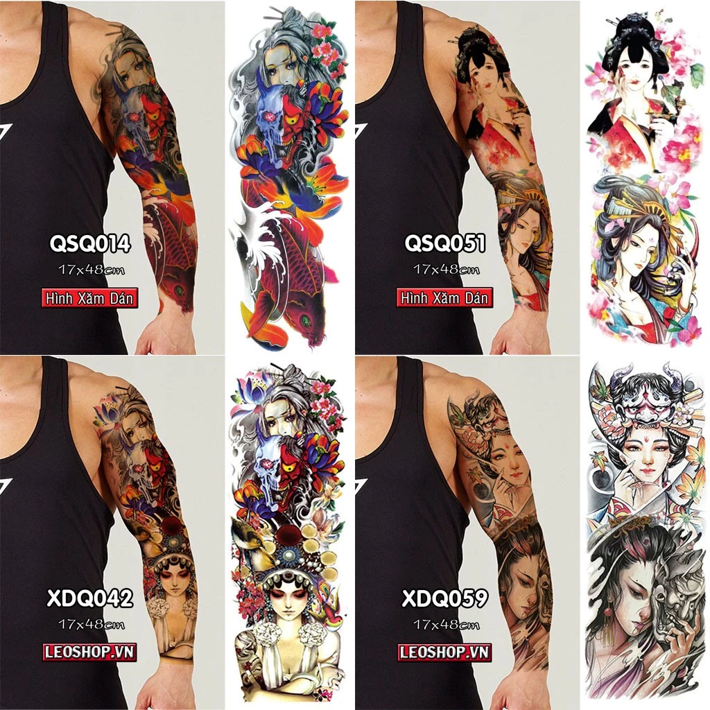 Hình Xăm Dán Kín Tay Gái Nhật Geisha Chụp Ảnh, Đóng Phim, Dễ Dàng Tẩy Xóa - Dùng 2-5 Ngày (Phong Cách Á)