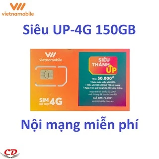 SIM 4G 150GB VIETNAMOBILE CÓ SẴN 50K-QC