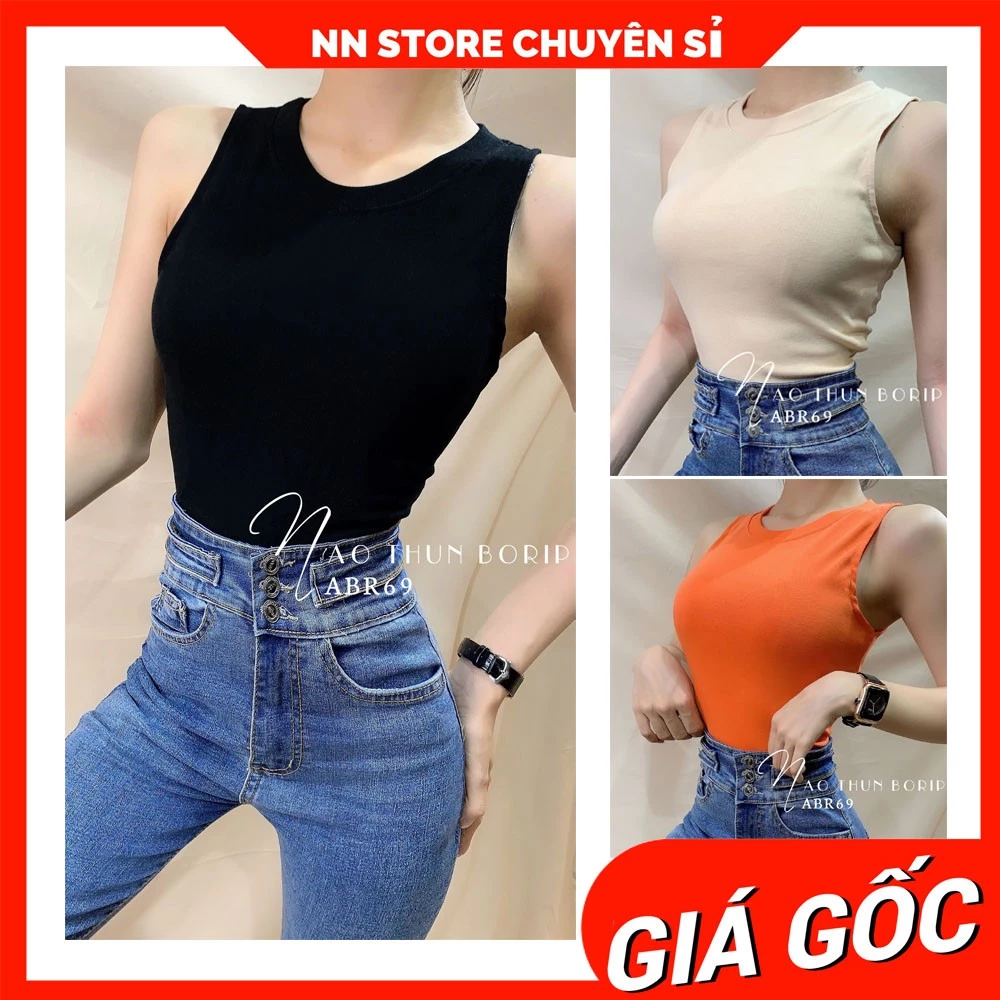 Áo thun croptop nữ ôm body chất thun borip siêu co giãn 🛑 Áo thun 3 lỗ ngược ABR