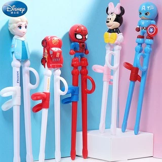 Đũa tập ăn DISNEY 3D gắn hình Spider man/Captain man/Mickey/Minnie/McQueen/Elsa/Anna/Mike/Sulley/Stitch cho trẻ em