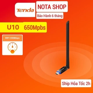 [Hỏa Tốc] USB WiFi TENDA U10 650Mbps - Thu sóng WiFi 5Ghz cho Laptop PC máy bàn, dùng để học online làm việc