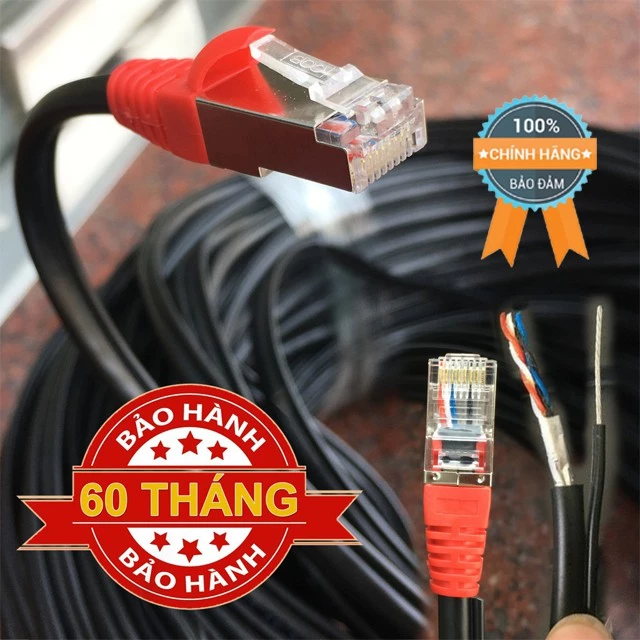 (Số lượng là số mét) DÂY MẠNG NGOÀI TRỜI BẤM SẴN lõi đồng nguyên chất 0.5mm, có thép chịu lực