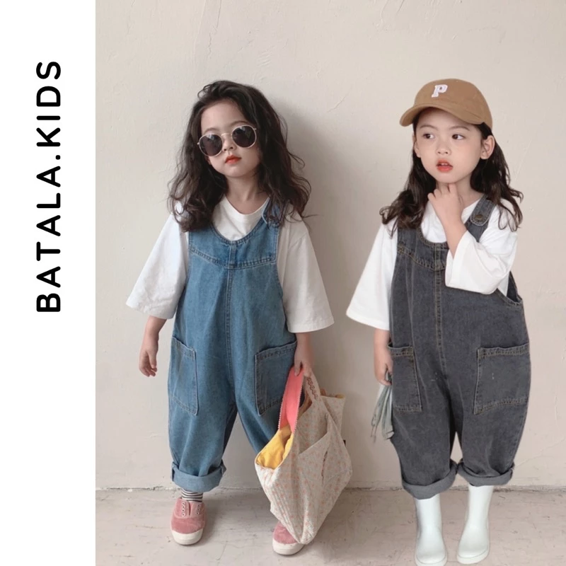 Yếm jean bé trai bé gái Batala kids yếm bò trẻ em DÁNG DÀI, dáng hàn đi học đi chơi cho bé từ 8-24kg YMDAI