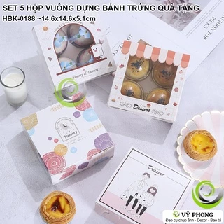 SET 5 HỘP GIẤY VUÔNG ĐỰNG BÁNH TRỨNG BÁNH TRUNG THU HỘP HỘP GIẤY TRANG TRÍ ĐỰNG BÁNH KẸO QUÀ TẶNG LỄ TẾT HBK-0188