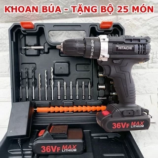 [Hoả Tốc HCM] Máy Khoan Pin Hitachi 10mm 3 chức năng tặng bộ phụ kiện 24 chi tiết