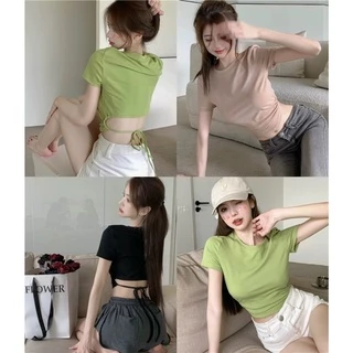 Áo croptop body tay ngắn Shopmin hở lưng quyến rũ A1863