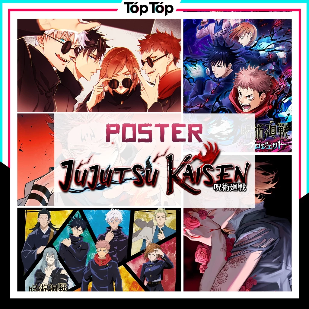 Poster anime Jujutsu Kaisen, tranh dán tường manga wall decor góc học tập JJK