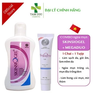 Bộ sản phẩm Sữa Rửa Mặt SKINSIOGEL CLEANSER 150ml và Gel bôi mụn MEGADUO 15gr Sạch da Ngừa mụn trứng cá Hết thâm