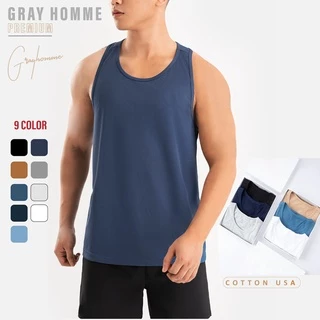 Áo Tanktop Nam GRAYHOMME Vải Cotton Tập Gym (9 Màu) Dáng Thể Thao, Siêu Mát, Thấm Hút Mồ Hôi, Co giãn Tốt - TTKG002