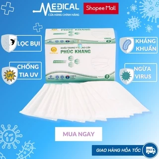 Khẩu trang y tế 4 lớp cao cấp PHÚC KHANG có giấy lọc kháng khuẩn MÀU TRẮNG - MEDICAL