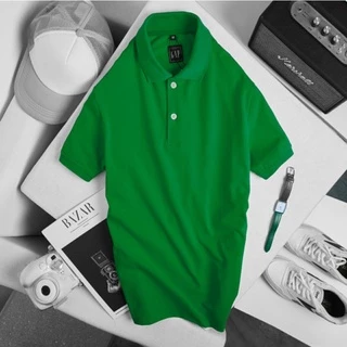 [90-110kg] Áo thun nam polo big size 4XL<110 kg cá sấu cotton màu trơn xanh lá cây