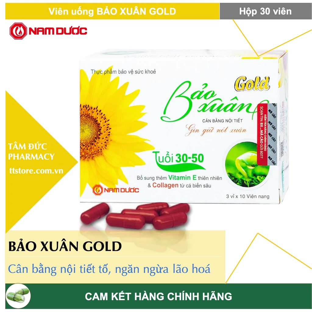 BẢO XUÂN GOLD - BẢO XUÂN VÀNG [Hộp 30 viên] - Cân bằng nội tiết tố nữ