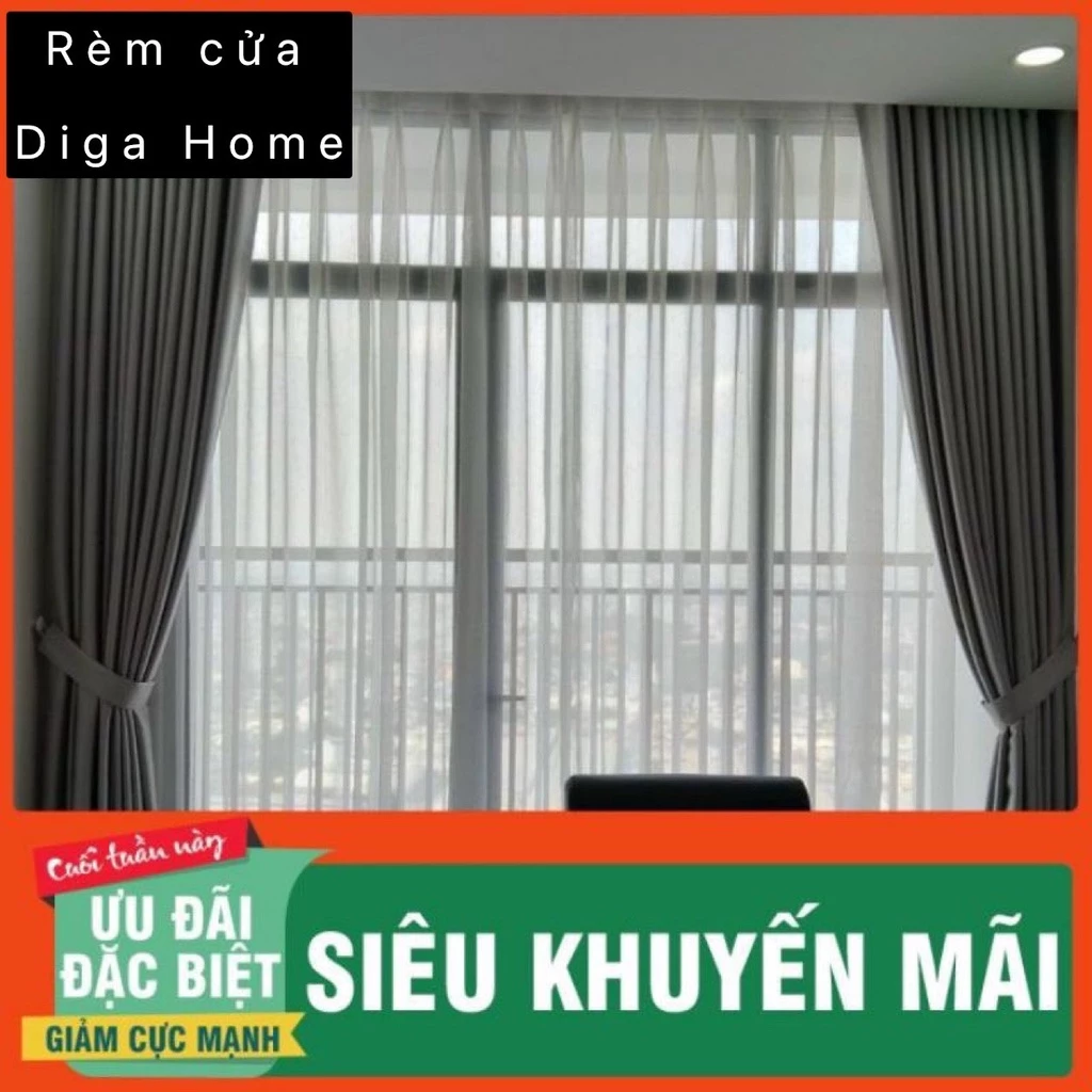 Rèm Cửa Chống Nắng Cao Cấp 🔅💥 FREE SHIP 💥 Màu Xám Đậm 👉 Nhiều Kích Thước