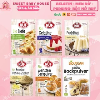 Gelatine, Bột nở, Men nở, Pudding, Đường vani hữu cơ Ruf làm bánh cho bé