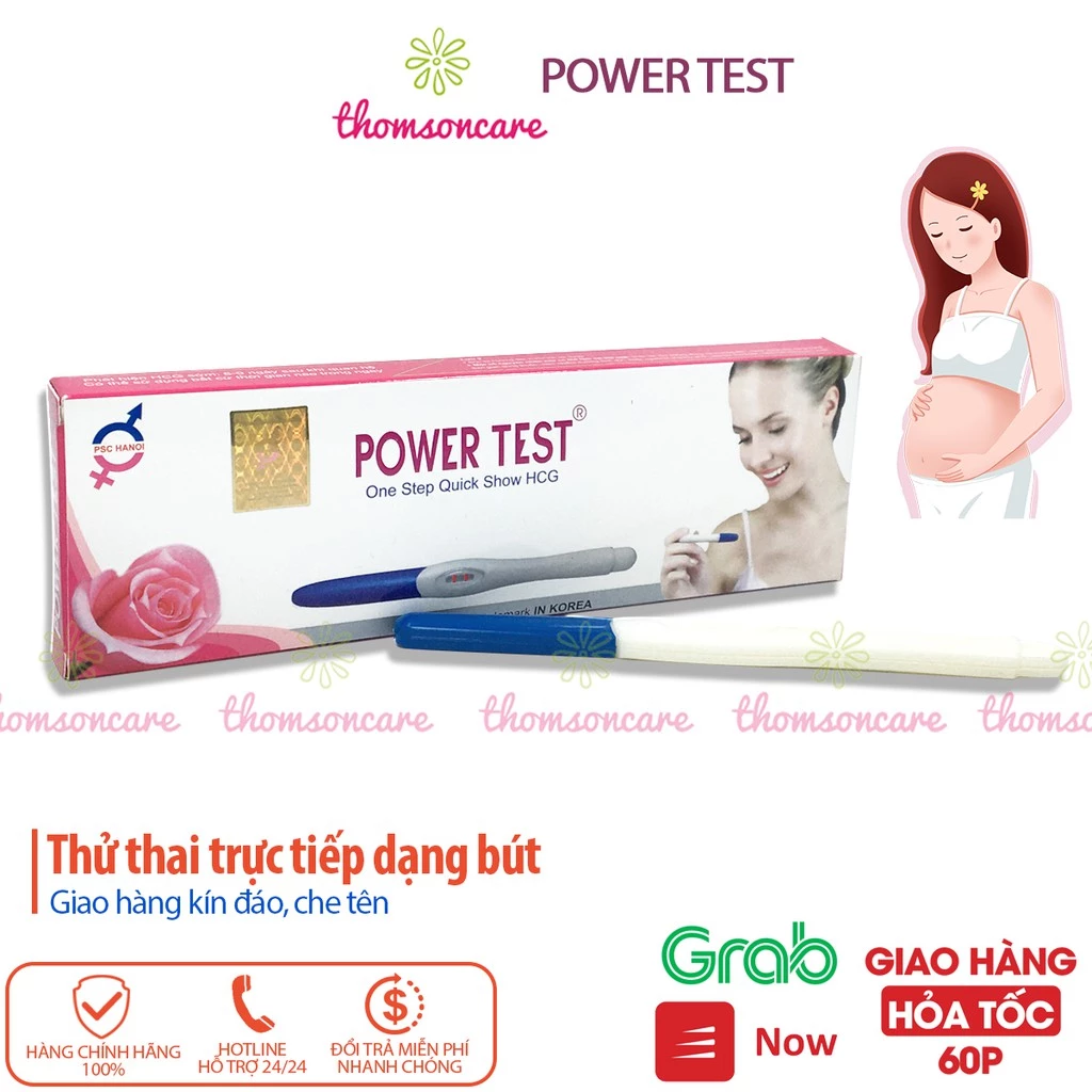 Bút thử thai Power Test điện tử - giao hàng kín đáo, che tên, test thai nhanh, chuẩn chính xác Hộp 1 bút