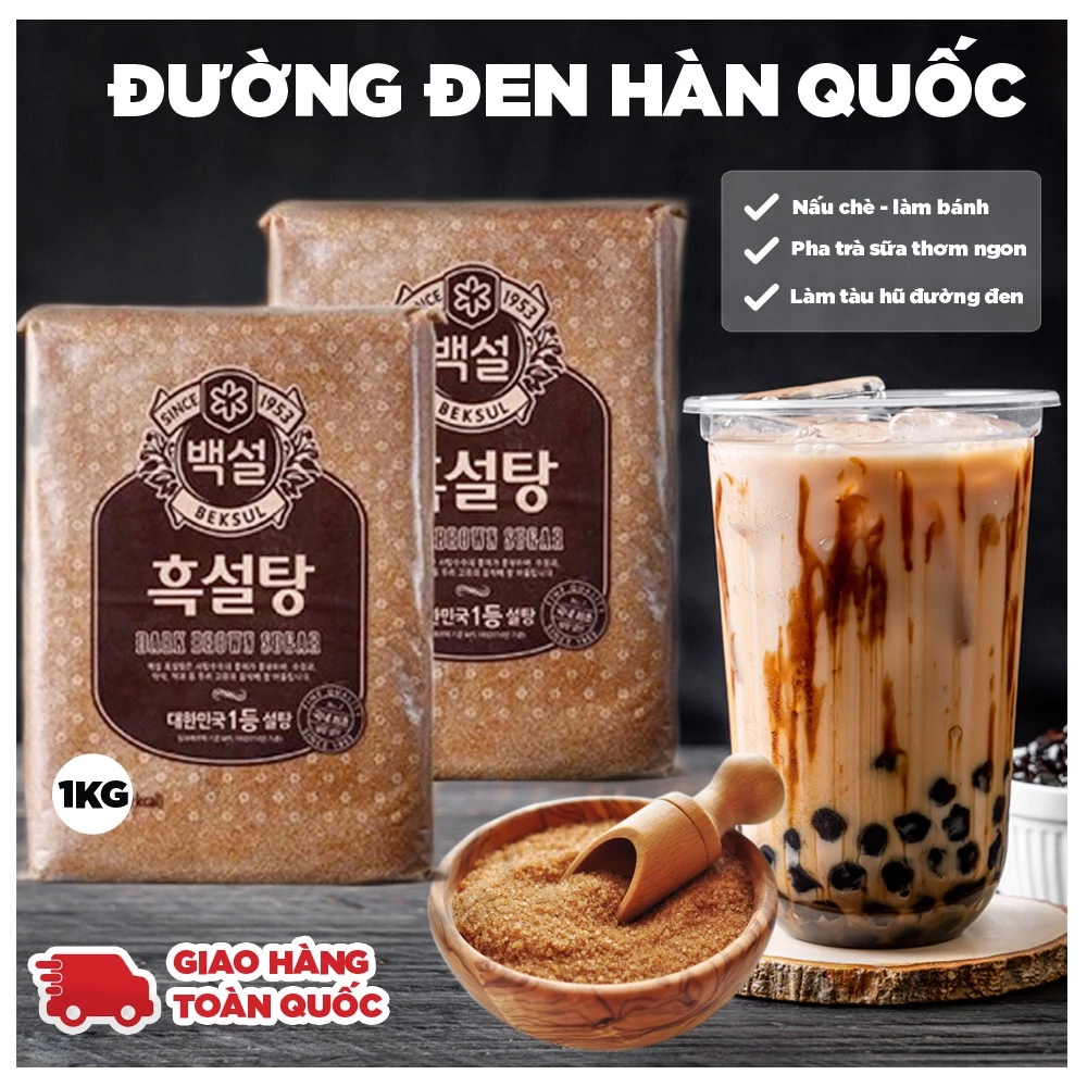 Đường đen Hàn Quốc 1kg Pha trà sữa trân châu đường đen ngon hết sẩy Tobee Food