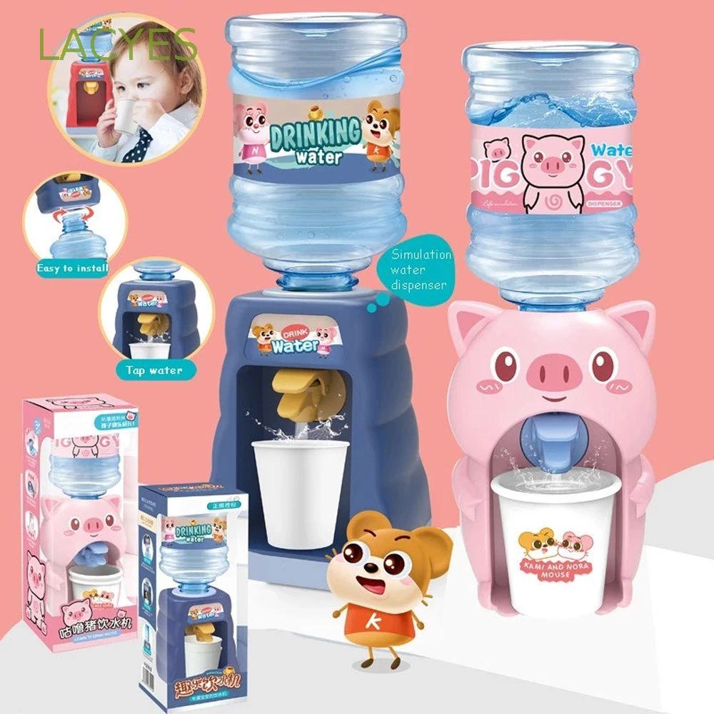 LACYES Doll House Accessories Mini Water Dispenser Children Simulation Water Dispenser Drinking Fountain Toy Miniature Life Model Cartoon Pig Kitchen Toy Kids Gift For Adult Children Educational Toys Drinking Fountain