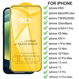 Kính cường lực 9D bảo vệ toàn màn hình cho iPhone 13 Pro Max 13 12 Mini 11 Pro Max X XS Max XR 6 6S 7 8 Plus SE 2020