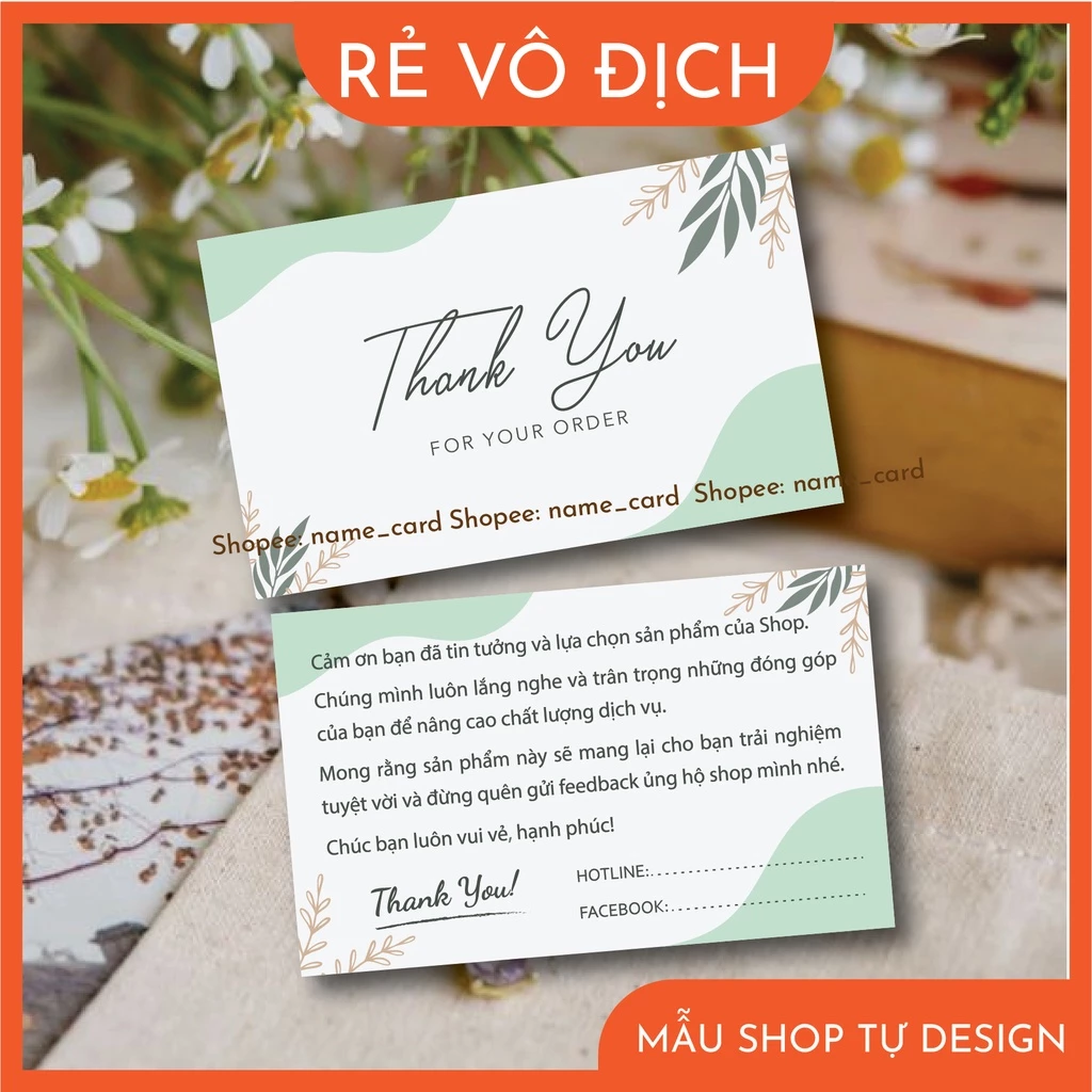 Thiệp cảm ơn, Thank you card, card cảm ơn khách hàng dành cho shop bán hàng có sẵn