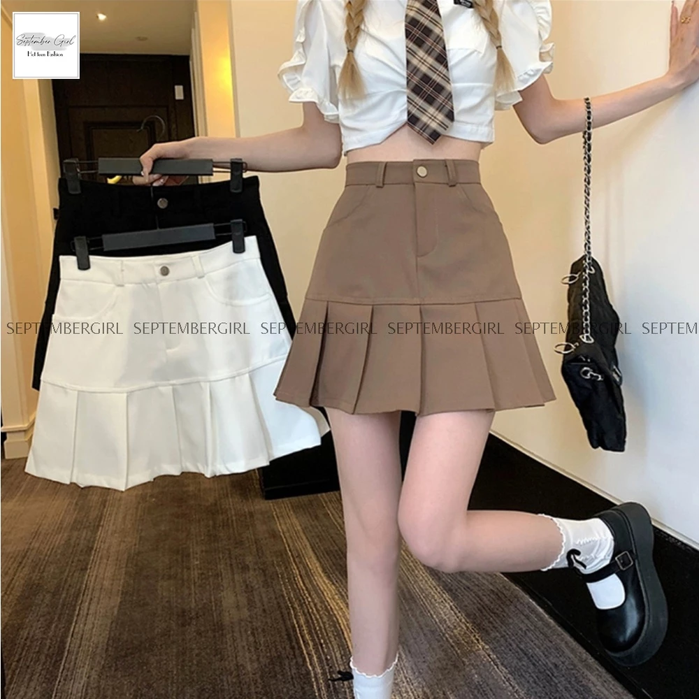 chân váy kaki loại 1 dập ly *freeship* thời trang - wm skirt 001