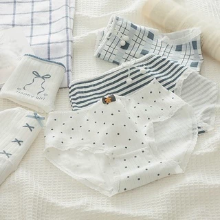 Quần lót cotton cạp vừa in họa tiết chấm bi xinh xắn kiểu Nhật cho nữ