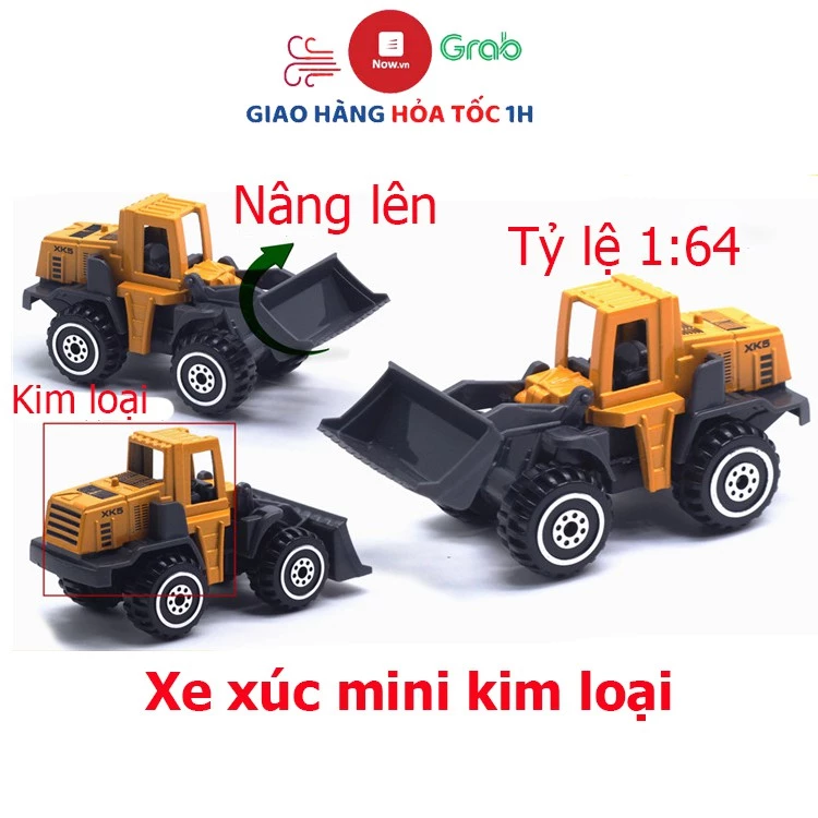 Đồ chơi mô hình xe xúc đất mini hợp kim an toàn cho bé, có thể trang trí - màu vàng