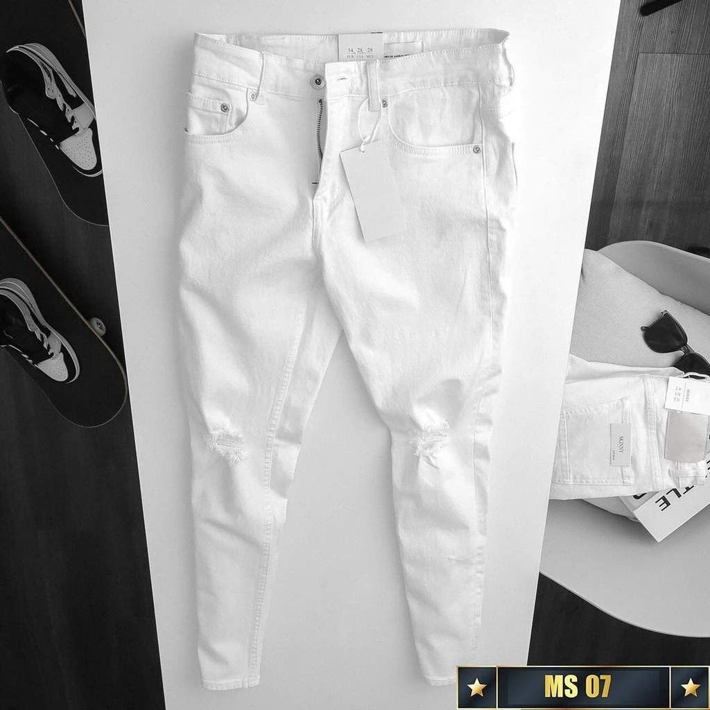 Quần jean nam co giãn, quần bò nam màu trắng, thời trang cao cấp Bi shop ms25