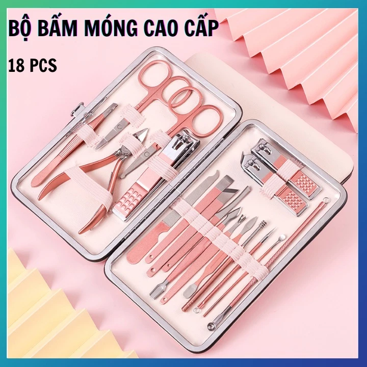 Bộ Dụng Cụ Bấm Móng Tay Cao Cấp 18 Món Cắt, Dũa Móng Tay Chân Sét Dụng Cụ Làm Sạch Da 3DM Nail Care