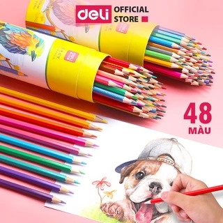 Bút chì màu dạng cốc Deli - bút chì gỗ khô tự nhiên an toàn - 12/24/36/48 màu - 7070