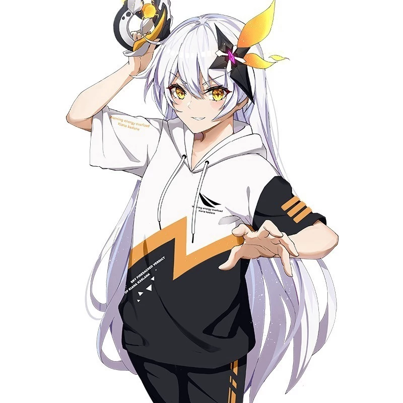 Set áo cotton ngắn tay có nón và quần dài cosplay Game Honkai Impact 3 Kiana Kaslana