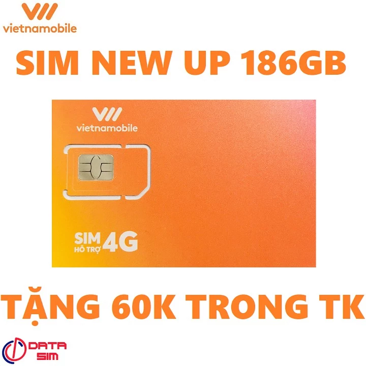 Sim 4G vietnamobile 180GB Siêu New Up có sẵn 60k trong tài khoản