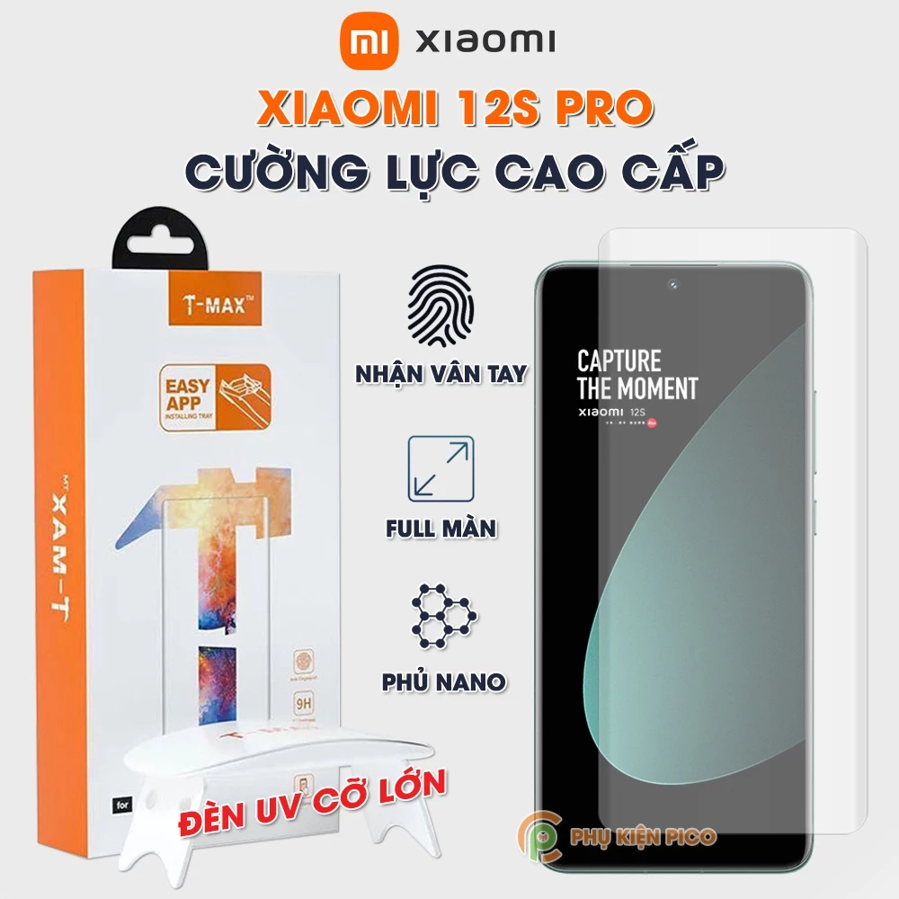 Kính cường lực Xiaomi 12S Pro / Mi 13 Pro nhận vân tay màn hình đèn UV cỡ lớn T-Max - Dán màn hình Xiaomi Mi 12S Pro