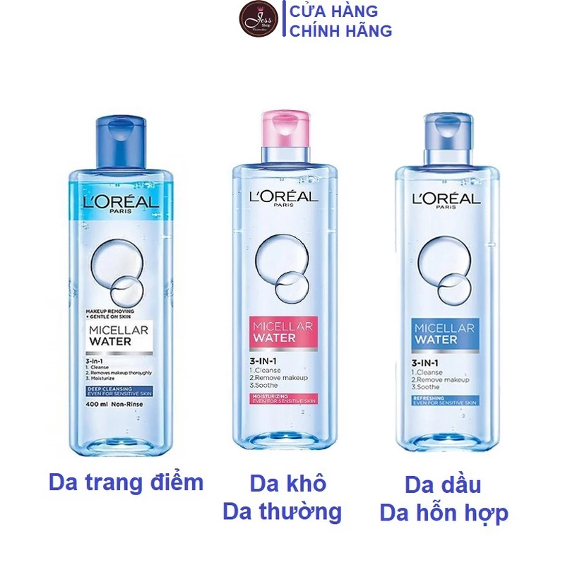 [ Mẫu Mới ] Nước Tẩy Trang Làm Sạch Sâu 3 In 1 L'Oreal Micellar Water 400ml