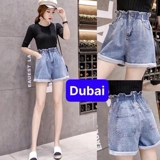 QUẦN SHORT SỌT JEAN LỬNG KIỂU NGỐ NỮ CHẤT BÒ XANH LƯNG THUN CẠP CHUN 2 CÚC CHUẨN PHOM  DB-1506 - DUBAI FASHION