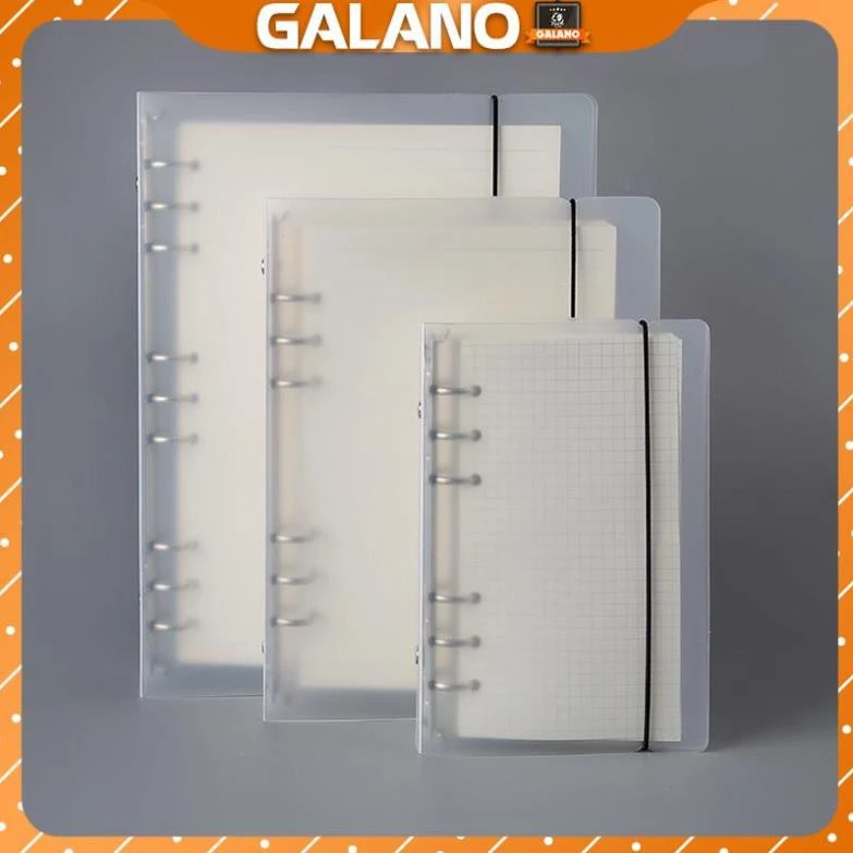 Sổ còng binder GALANO bìa sổ còng size A5 A6 trắng đục 6 lỗ phụ kiện chia giấy, túi đựng tiện dụng SN-001340