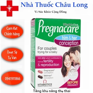 Viên uống tăng khả năng thụ thai Pregnacare Him & Her 60v - giúp tăng khả năng thụ thai cho cả nam và nữ - NT Châu Long