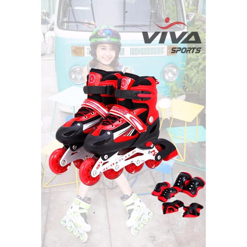 Giày Patin Trẻ Em Phát Sáng VIVA Đỏ L,M