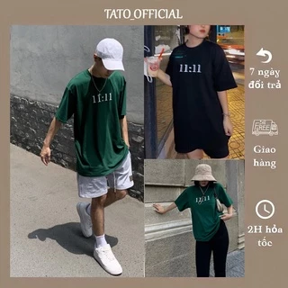 Áo thun TATO in chữ 11:11, chất vải cotton mềm mại thoáng mát - Thời trang unisex nam nữ