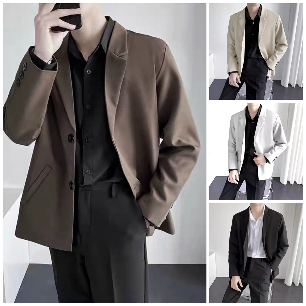 Áo khoác Blazer Nam Form rộng dài tay unisex basic chất Flannel Hàn cao cấp, phong cách Hàn Quốc, Vest BLAZER