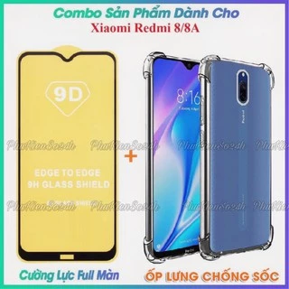 [ Xiaomi Redmi 8 /Redmi 8A ] Combo Kính Cường Lực Full Màn hình + Ốp dẻo chống sốc 4 cạnh loại xịn redmi 8 / 8a